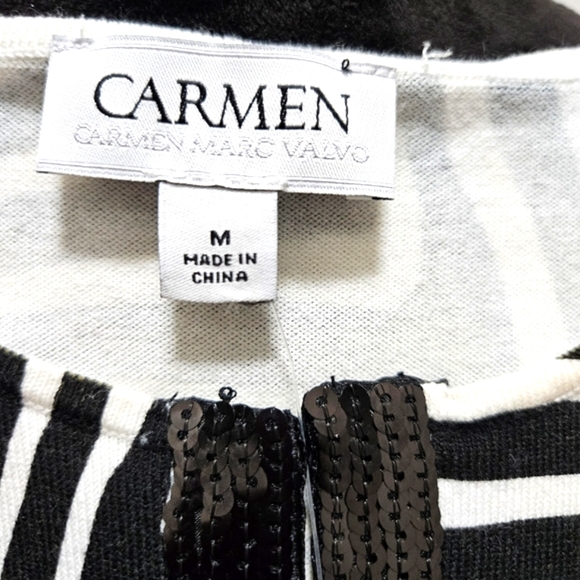 Carmen Marc Valvo Zebra Striped Top NWT - Picture 7 of 10